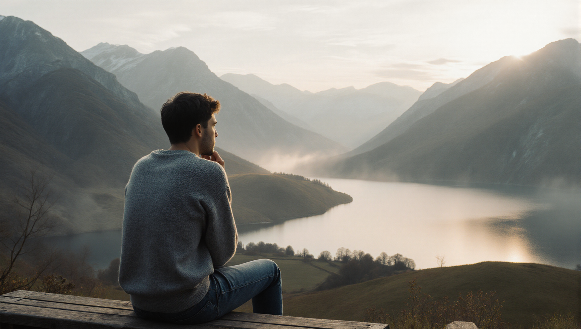 Person meditating in nature